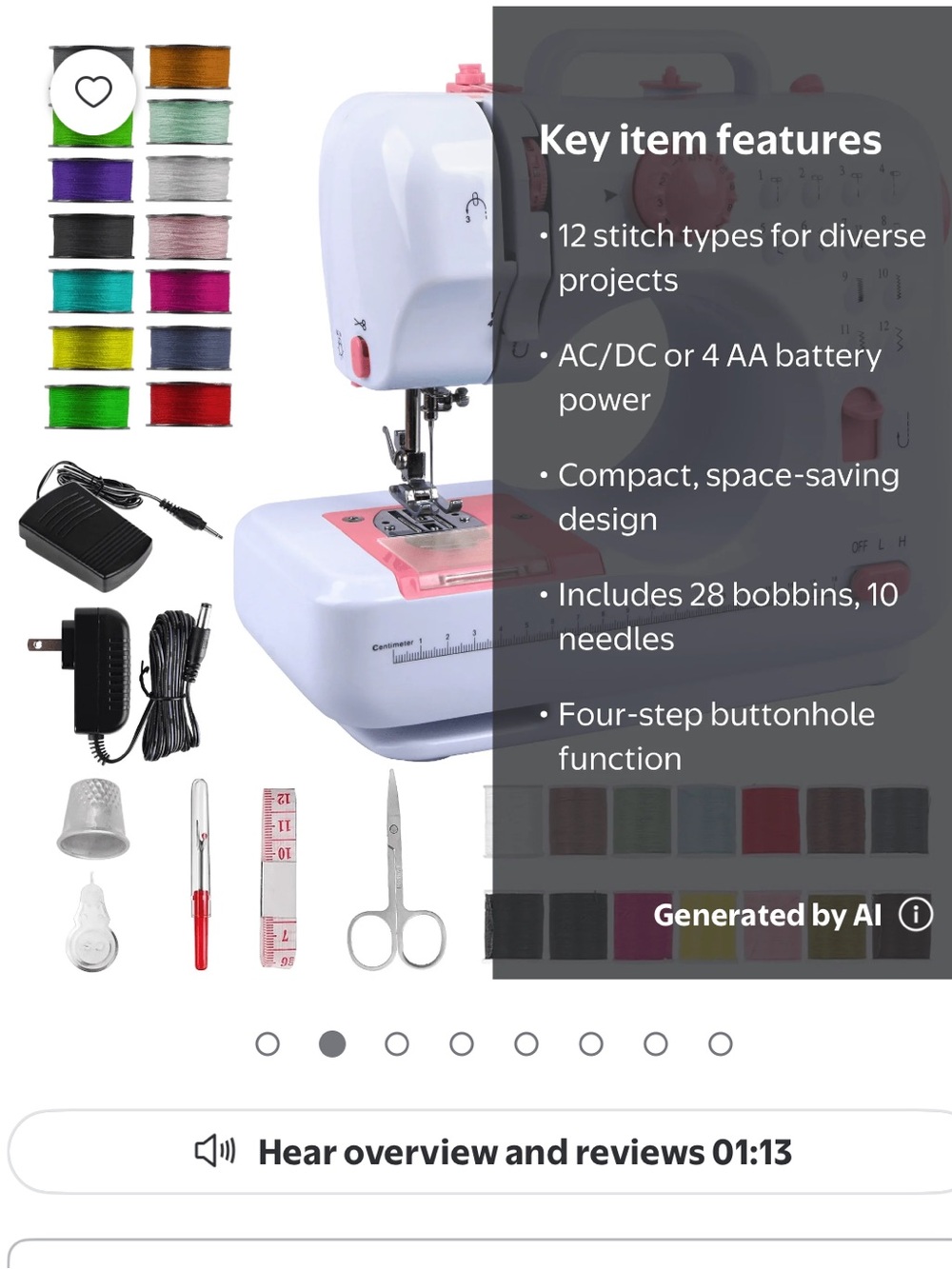Pink Portable Sewing Machine for Beginners